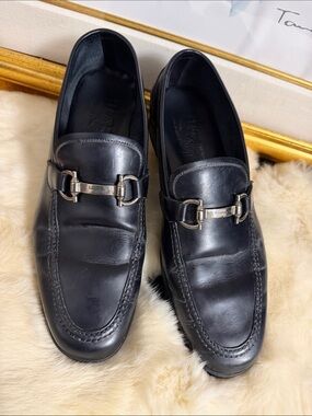 Salvatore Ferragamo Black Leather Horsebit Loafers